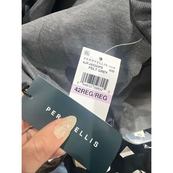 Perry Ellis NWT Regular Fit Knit Suit Jacket Felt Grey 42 Regular - Picture 7 of 7